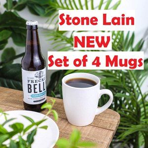 NEW Stone Lain 4 Piece Stoneware mugs cups Coffee Tea dishes Dinnerware Set Whit